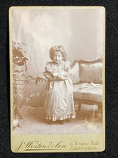 Identified Girl Child With Toy Doll Eastbourne England UK Antique Cabinet Photo