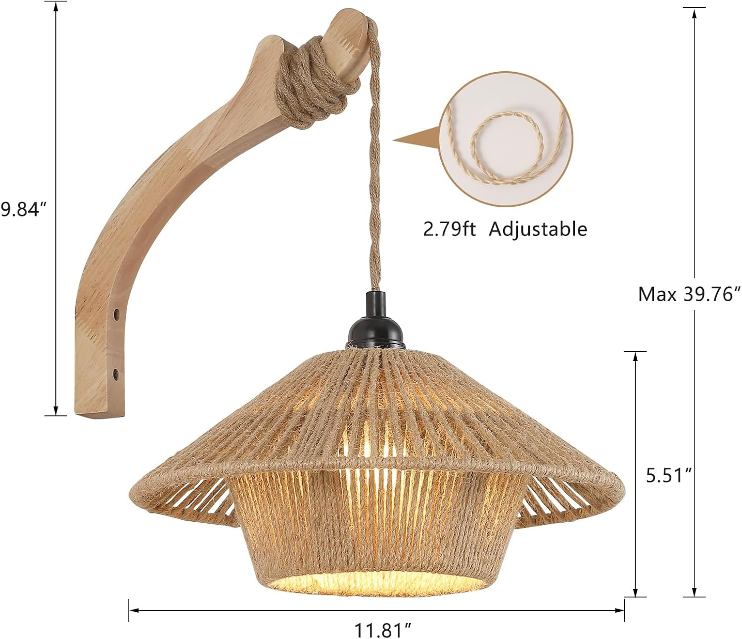 Battery Operated Large Wall Sconce,Wireless Rechargeable Woven Rattan Boho Sconc