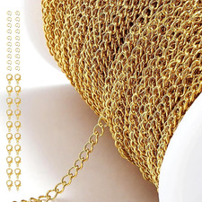 65.5FT Bracelet Making Supplies Necklace 18Kgold Plated Chain 3Mm Wide,With 20 L