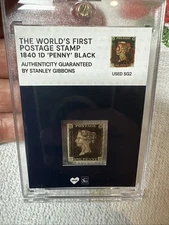 World’s First Postage Stamp 1840 1D Penny Black Authentic Stanley Gibbons VeVe
