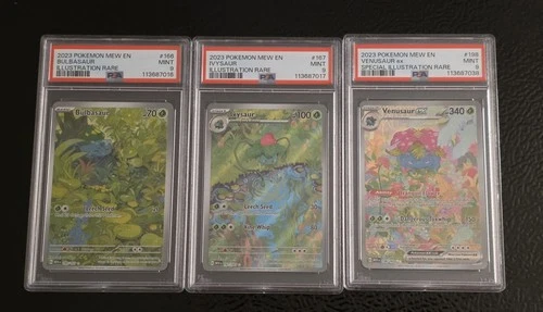Pokémon 151 Bulbasaur, Ivysaur, Venasaur PSA 9 Set