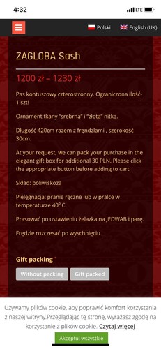 ZAGLOBA SASH Table Runner Polish Pas kontuszowy czterostronny Poland Tapestry - Picture 9 of 16