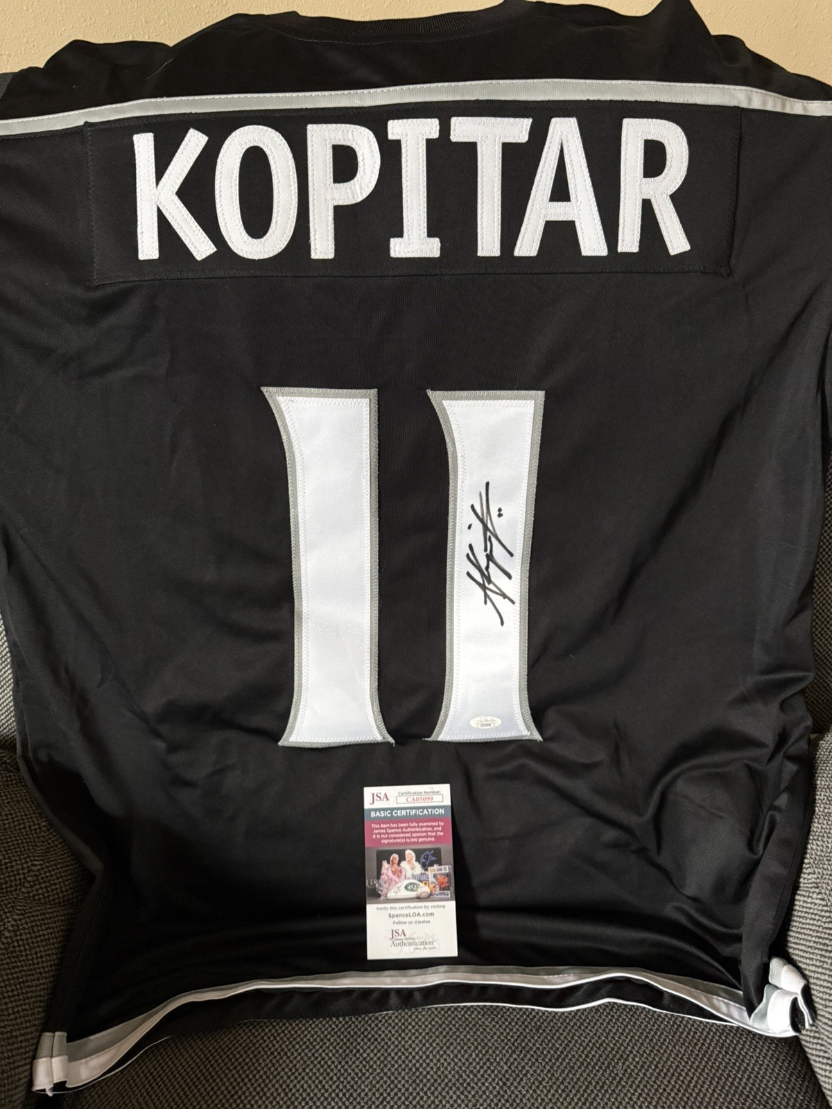 Anze Kopitar Autographed Signed Los Angeles Kings LA KINGS JERSEY HOME BLACK JSA CERT 