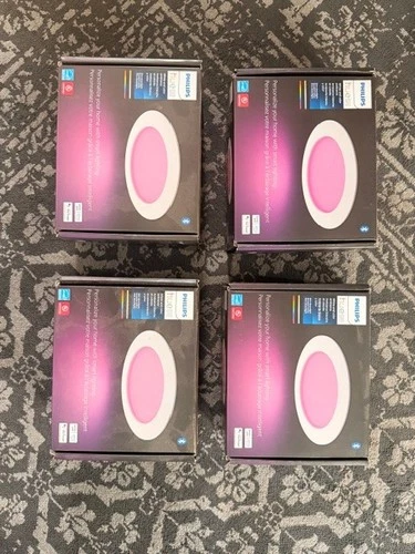 Four Philips Hue White & Color Ambiance 6" Slim Downlight LED Smart Lights