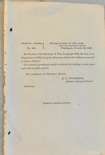 RARE VINTAGE 1868 MILITARY GENERAL ORDERS 103 GENERAL GRANT HORSE AND MULE G