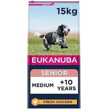 Eukanuba Complete Dry Dog Food,Senior Medium Breeds Fresh Chicken 15 kg. 3.70 per kilo
