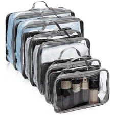 6 Pcs Gray Large Clear Travel Packing Cube 3 Sizes See-through PVC Organizer ...