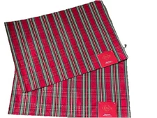 Lenox Holiday Nouveau Dazzle  Red Plaid Shimmery Placemats Set/2