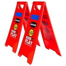 2 Pack Caution at Play Safety Signs - Slow Down Children Playing Sign for Str...