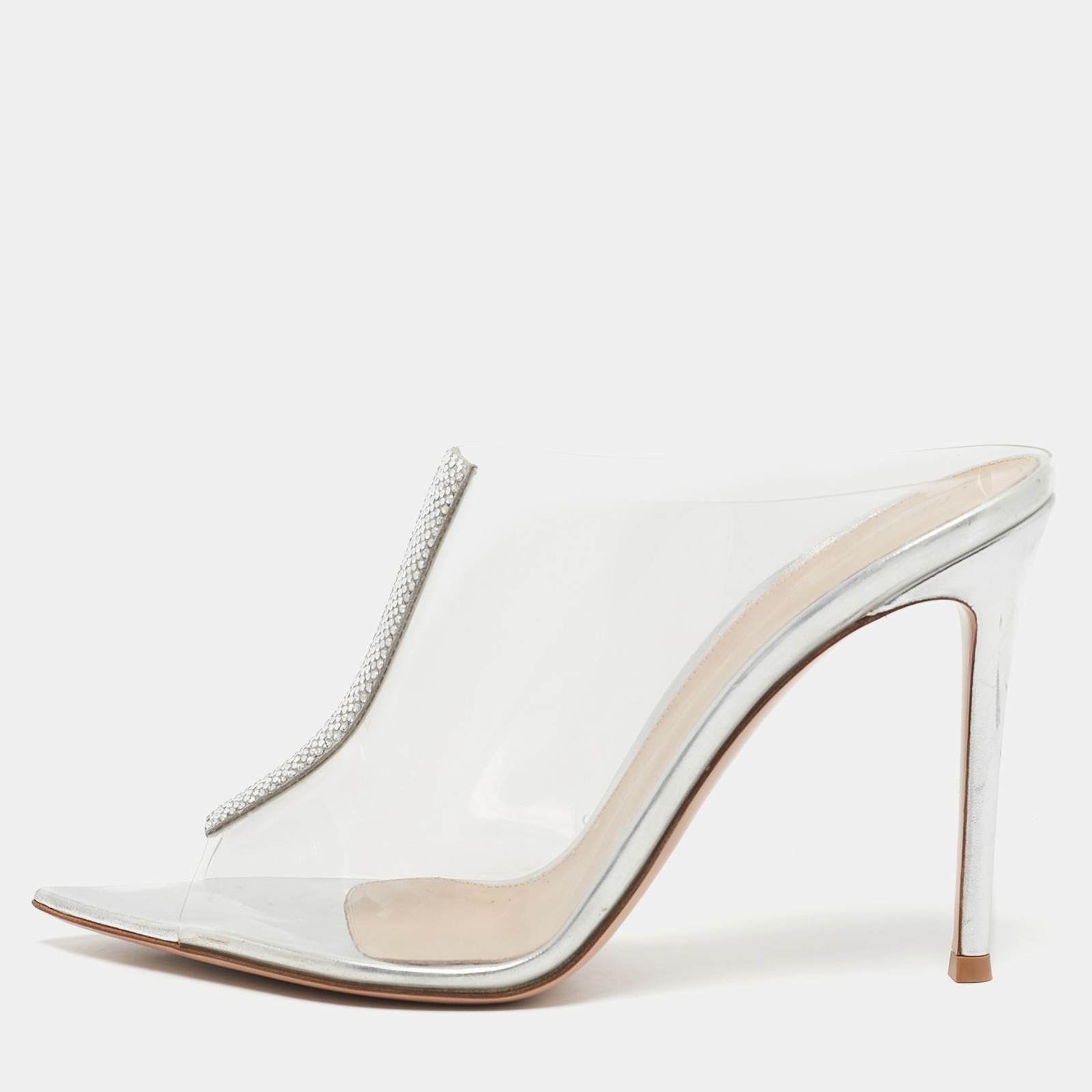 Gianvito Rossi Sigma Mules Size 40 with PVC Crystal Embellishments