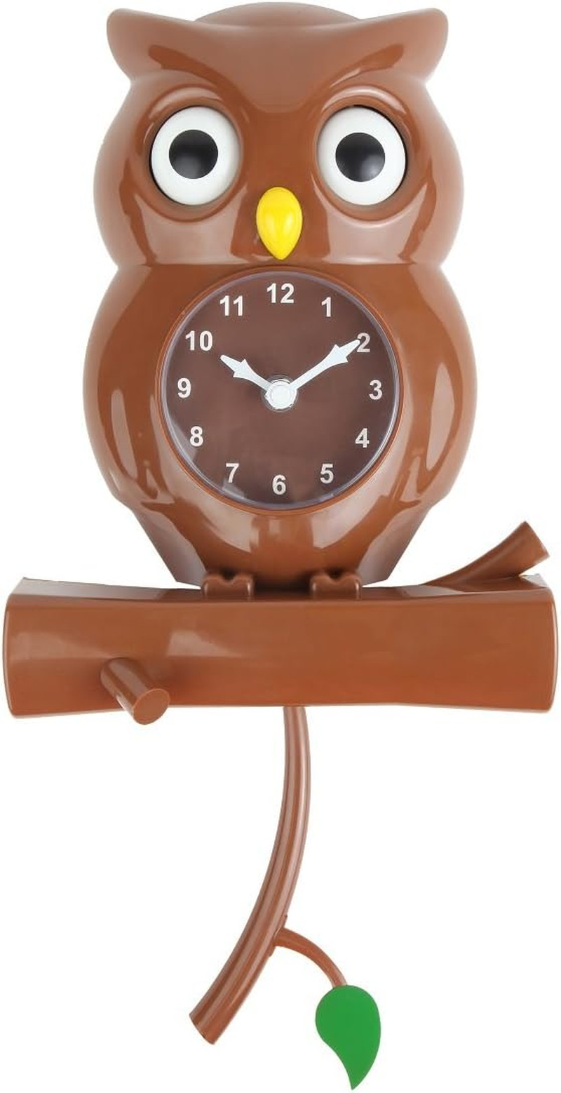 Pendulum Owl Clock with Moving Eyes and Swinging Branch