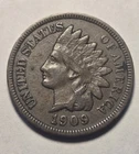 1909 Indian Head Cent 1c Penny, Extra Fine XF Details, Exact Coin Shown