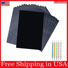 50 Sheets Carbon Paper Black Graphite Paper Transfer Tracing Paper and 5 Pieces