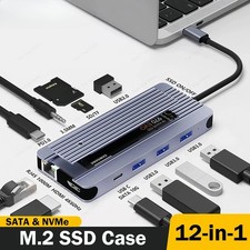 12-in-1 USB C Docking Station M.2 SSD Enclosure USB C HUB TYPE C to HDMI Adapter