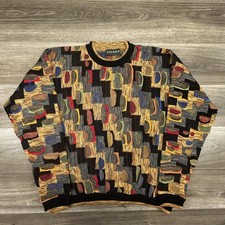 Vintage 3D Knit Sweater Mens XL Multicolor Chunky Coogi Style Pullover Heavy 90s