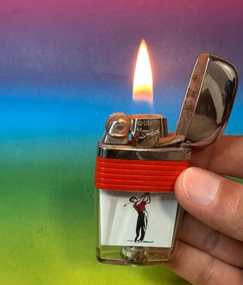 Vintage Scripto VU-Lighter Benzin Feuerzeug USA Funktioniert