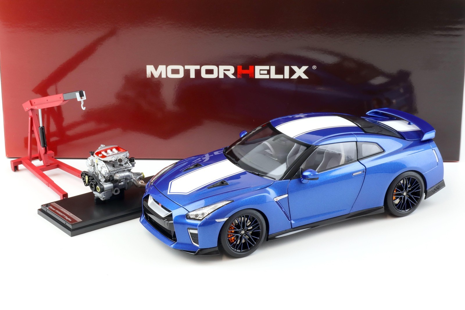 1:18 MOTORHELIX Nissan (R35) 50th Anniversary Wangan Blue + Engine Diecast