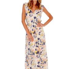 Lucky Brand Floral Maxi Dress Sleeveless V-Neck Drawstring Waist Large