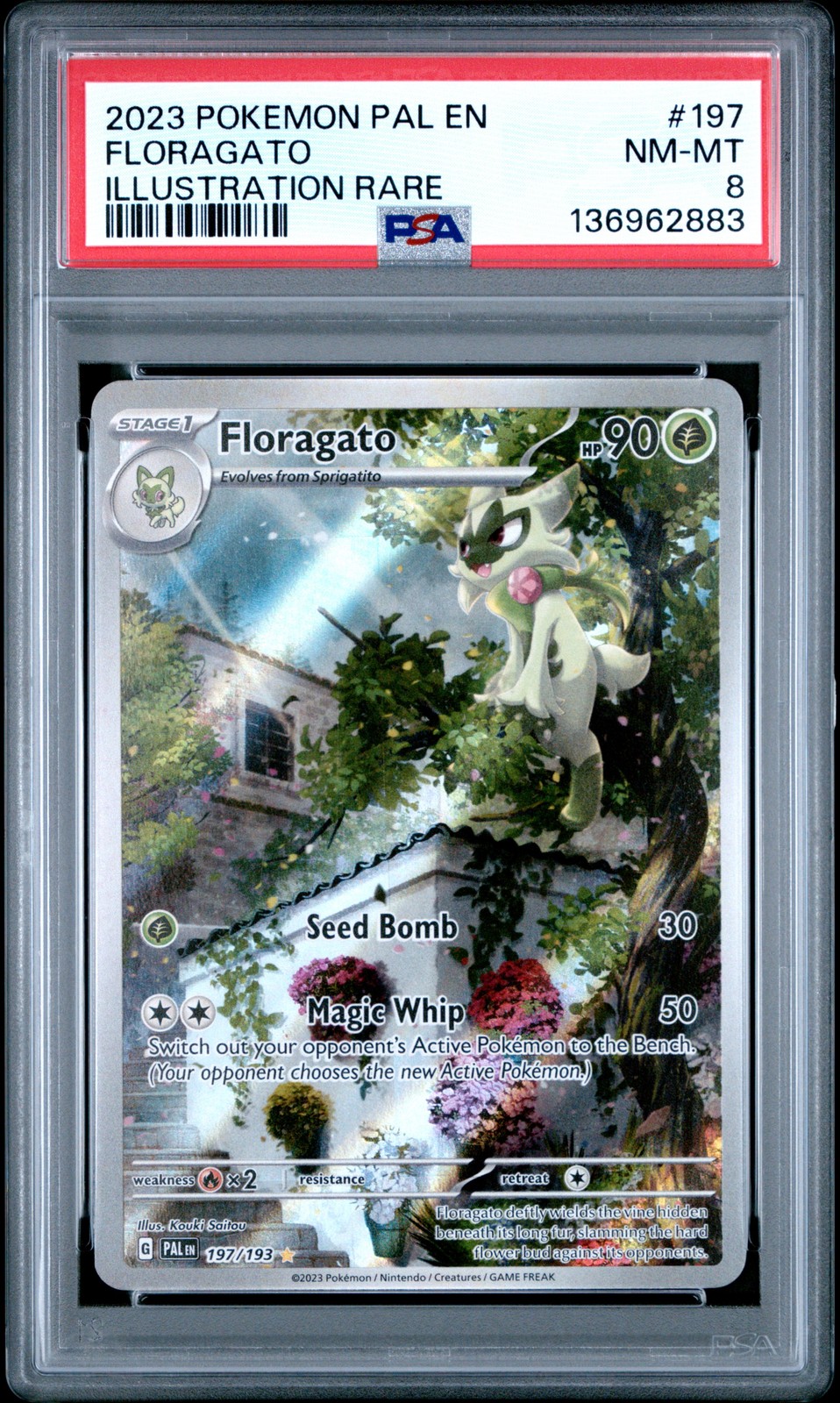 2023 POKEMON PAL EN-PALDEA EVOLVED ILLUSTRATION RARE #197 FLORAGATO PSA 8