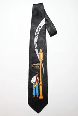 NEW ORLEANS RUE BOURBON MUSIC JAZZ VINTAGE NECK TIE CRAVAT STEVEN HARRIS - Image 1 of 4