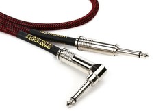 Ernie Ball P06062 Braided Straight / Angle Instrument Cable - 25' Black/Red