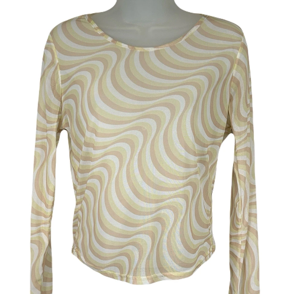 Conjunto de 2 tops cortos de malla transparente para mujer talla M largos Slv psicodélicos disco rave retro Foto 4 de 4