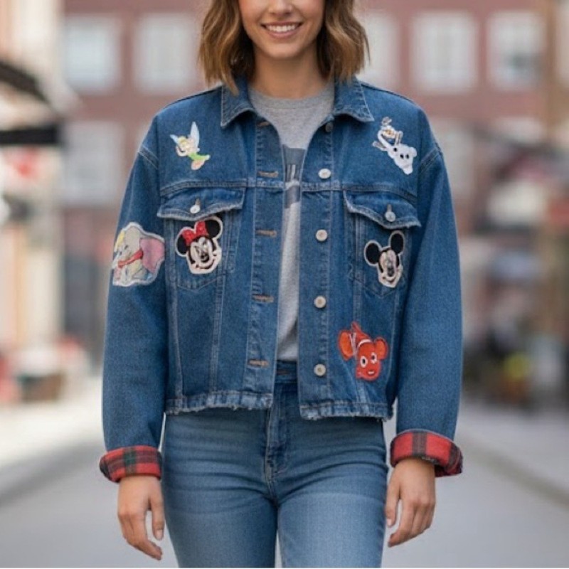 Handmade 1 of 1 Forever 21 Jean Jacket with Disney Patches