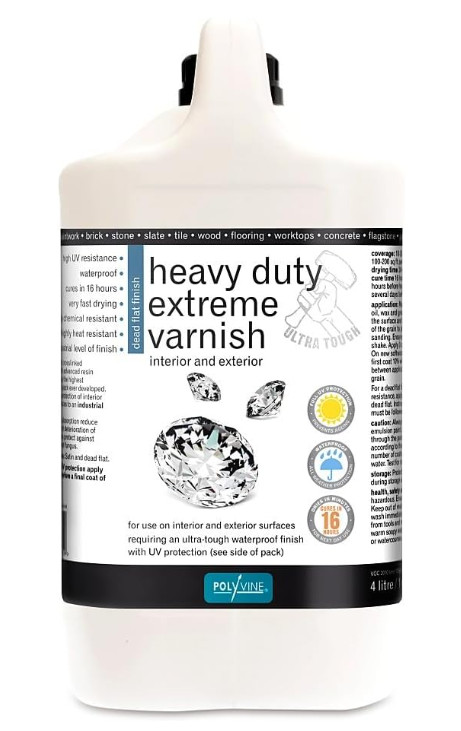 Polyvine Heavy Duty Extreme Varnish Dead Flat 4l  Interior / Exterior - Inc VAT