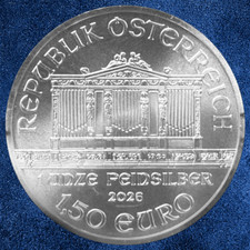 2026 1.5 Euro Austria 1 oz Silver Philharmonic Bullion Round 64.23 per troy oz