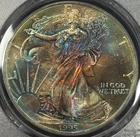 1995 PCGS MS65 American Silver Eagle $1 - Rainbow Toned Beauty