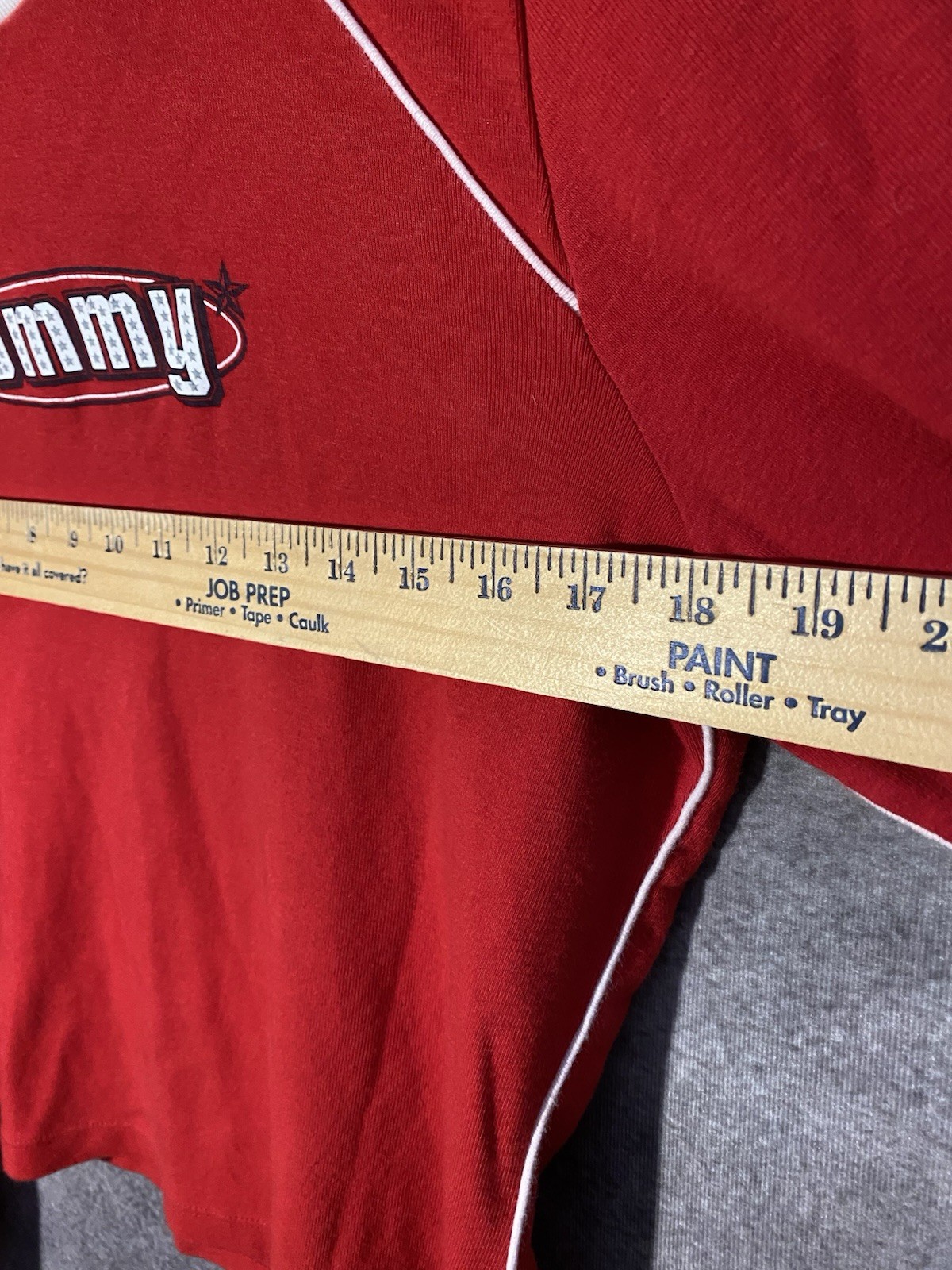 Vtg Y2K Tommy Girl Jeans Red Long Sleeve Ringer Tee Star Font Raglan Shirt XL image 10