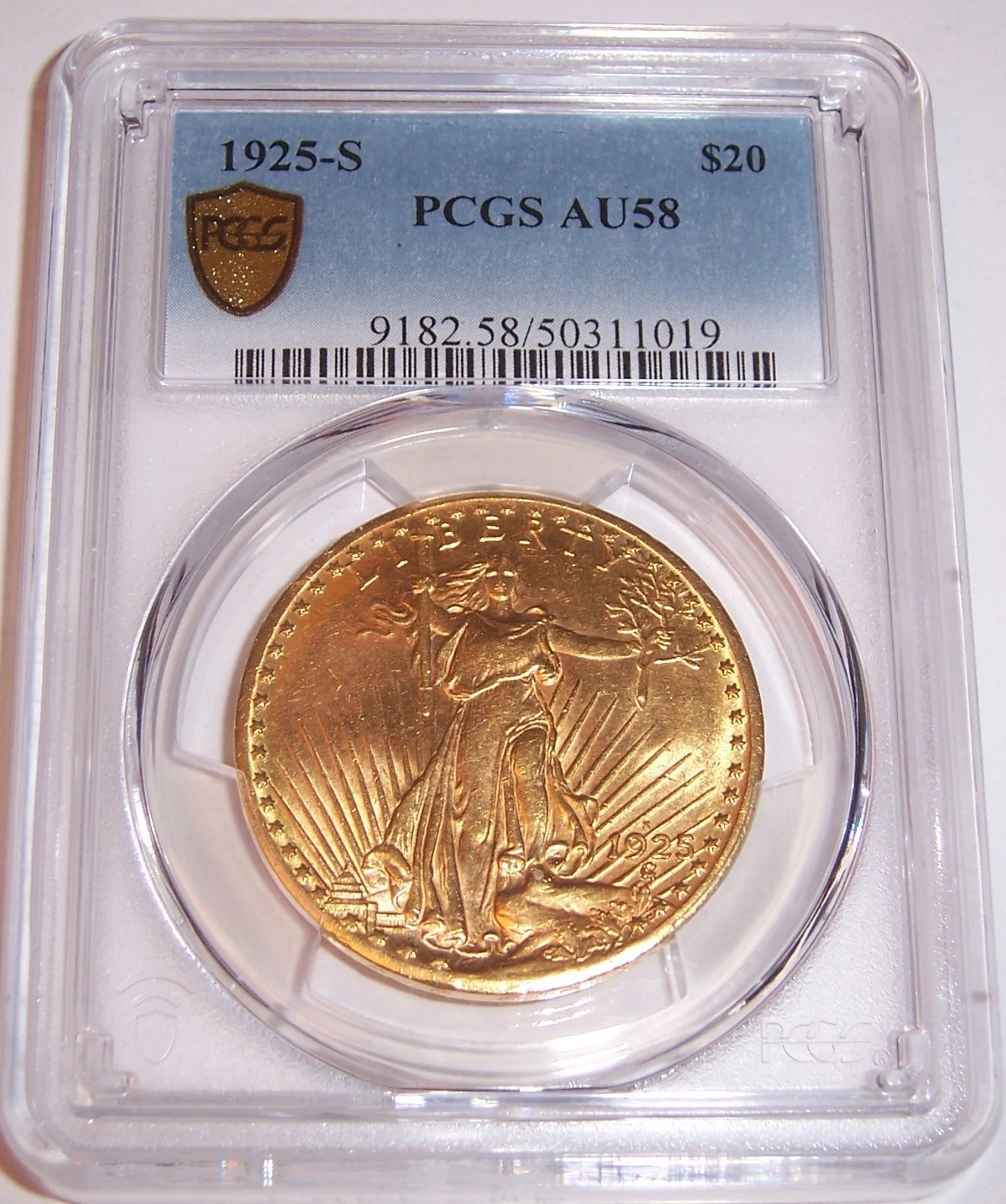 1925-S $20 San Francisco Gold St Gaudens Double Eagle PCGS AU58!!!