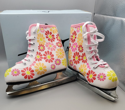 American Athletic Shoe Training Ice Skates  Size 10J   Daisies Design