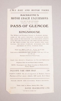 Eisenbahn Bus Handzettel LMS Macbraynes Pass von Glencoe Kingshouse 1937
