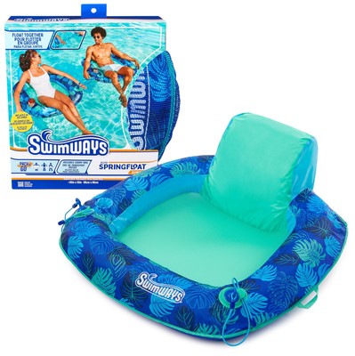 SwimWays Elite Spring Float Sunseat Pool Lounger Inflatable Chair for Adults