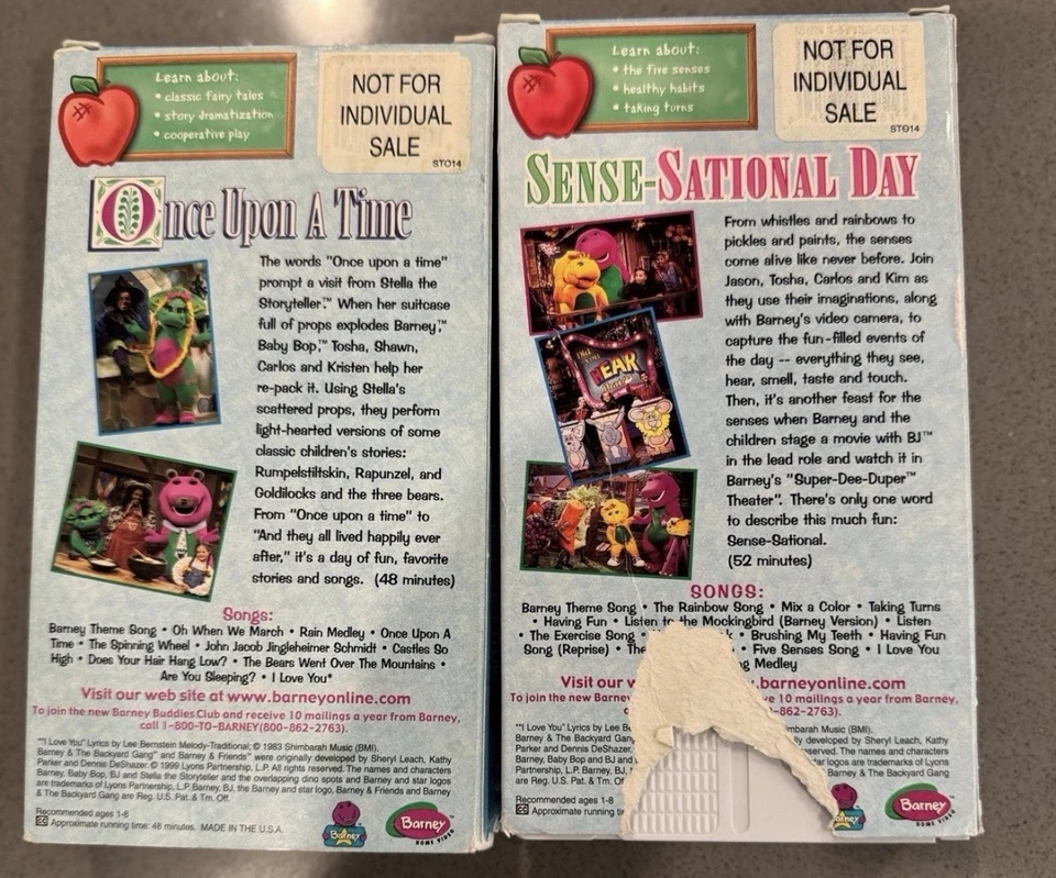 Barney-Once Upon A Time/ Sense-Sational Day VHS tapes Classic Collection - Image 2 of 3