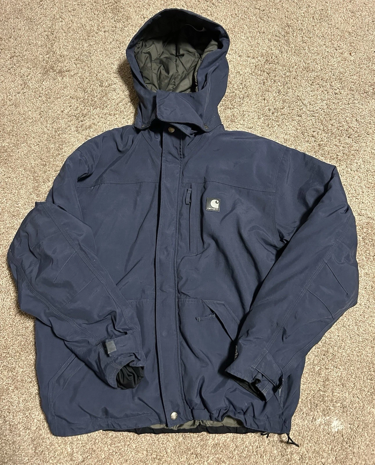 Carhartt Waterproof Breathable Hooded Jacket Men’s Medium Regular Navy Insulated