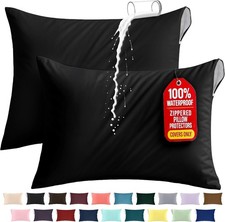 Set of 2 Pillow Protectors W/ Zipper Queen Size Pillow Covers Ultra Soft Pillow