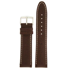 Watch Band Brown White Stitching Padded Genuine Leather Strap Mens 18mm - 24mm