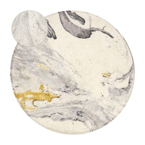 Round Bathroom Rugs 2ft Beige Marble Velvet Bath Mat Nonslip Modern Door Carpet - Picture 2 of 6