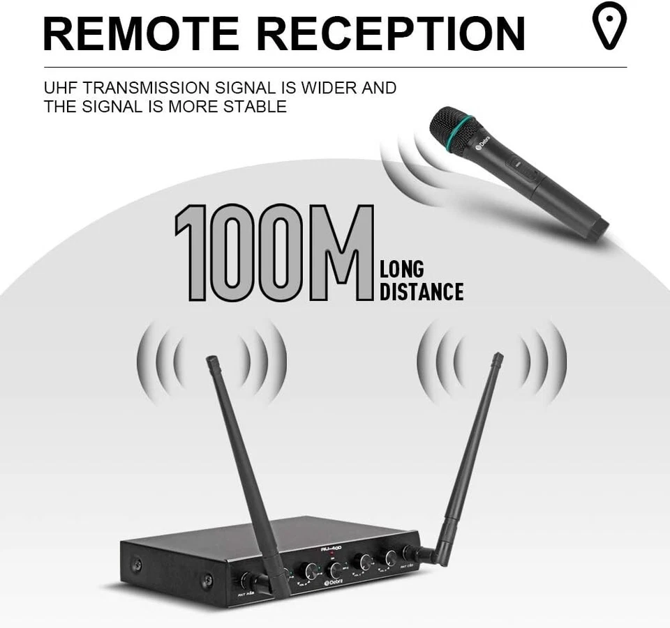 D Debra Audio Pro UHF 4 Channel Wireless Microphone System Bodypack Microphone B - Image 2 of 4