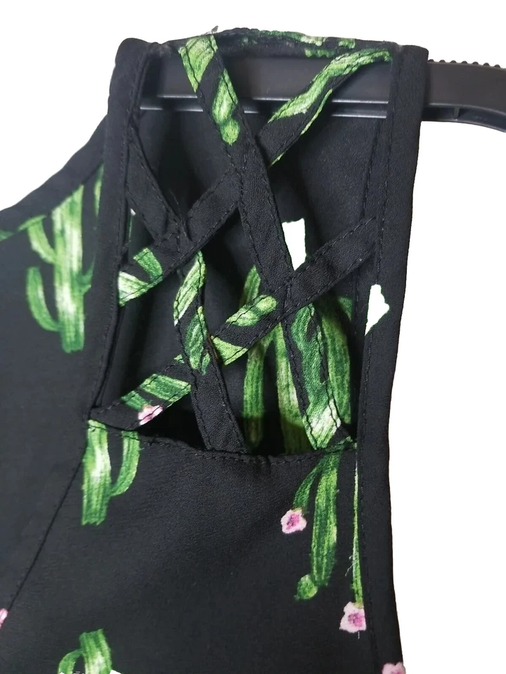 Top de mujer Lily blanco sin mangas media cremallera estampado de cactus talla mediana Foto 2 de 4