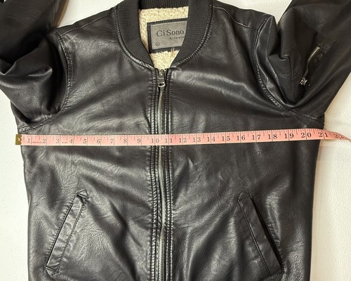 Women's Ci Sono by Cavalini Black Faux Leather Bomber Biker Jacket Size: XL - Picture 14 of 15