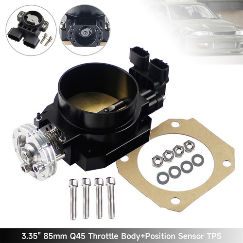 90mm-85mm Q45 Throttle Body +TPS For Nissan Skyline R33 S2 Series 2 RB25DE Black - Picture 10 of 11