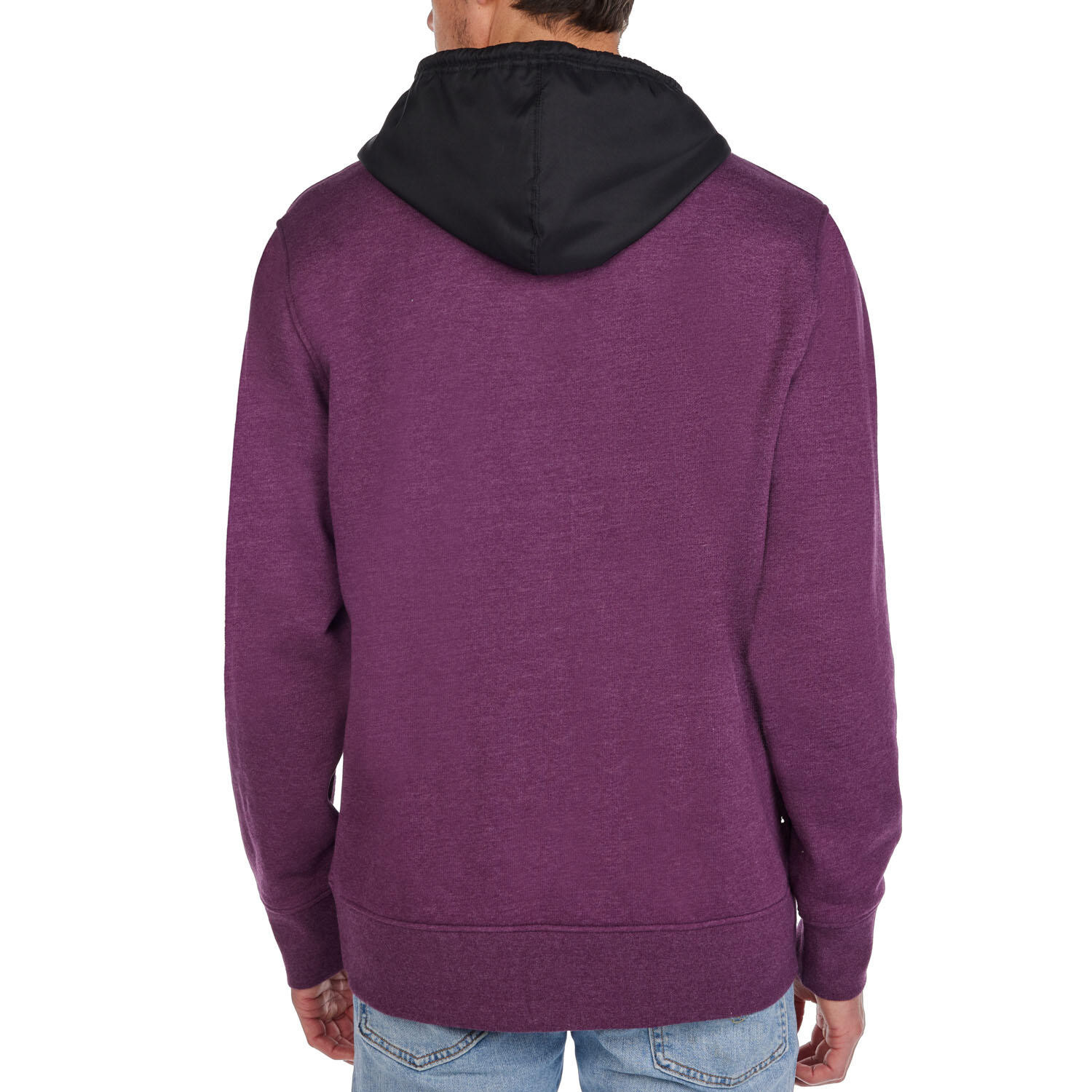 Champion Men's Fleece Woven-Mix Half Zip Two Tone Hoodie Plum Port Heather  - S