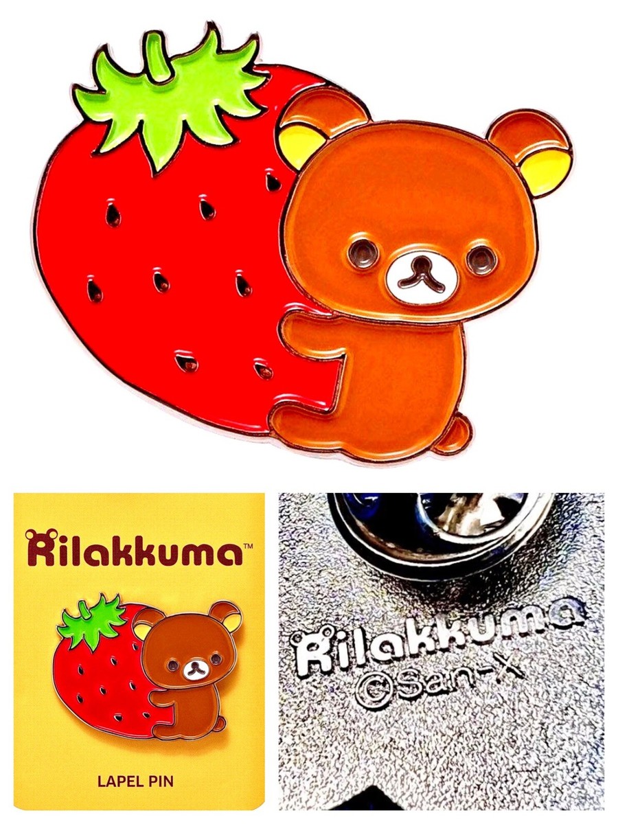 Sanrio Rilakkuma Bear Enamel Pin Strawberry Kawaii Chibi Teddy