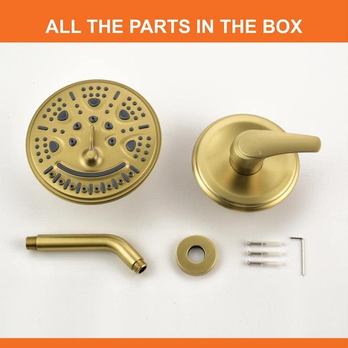 Unbranded Shower Faucets 75"HX6.3"W Single-Handle 6-Spray 2.2 GPM Brushed Gold - Picture 10 of 10
