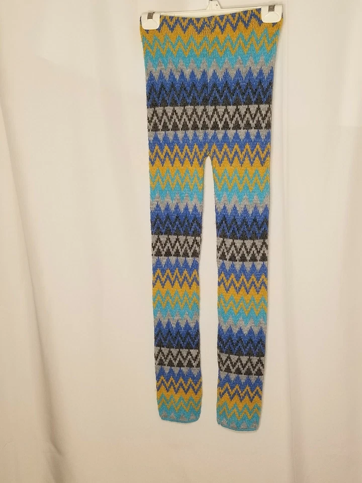 Леггинсы AC Signature размер S/M желтый/зеленый/синий/серый волновой узор - Изображение 2 из 3