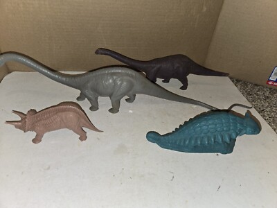4 Vintage 70s/80s Plastic Dinosaur,British Museum,Sinclair Dinoland Ankylosaurus