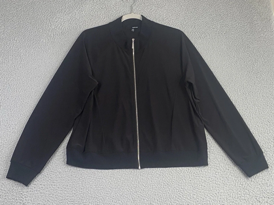 Chaqueta Sun Kim XL Negra Cremallera Relajante Jersey Tejido Tenis Golf Viaje Atletismo EXCELENTE Foto 3 de 4